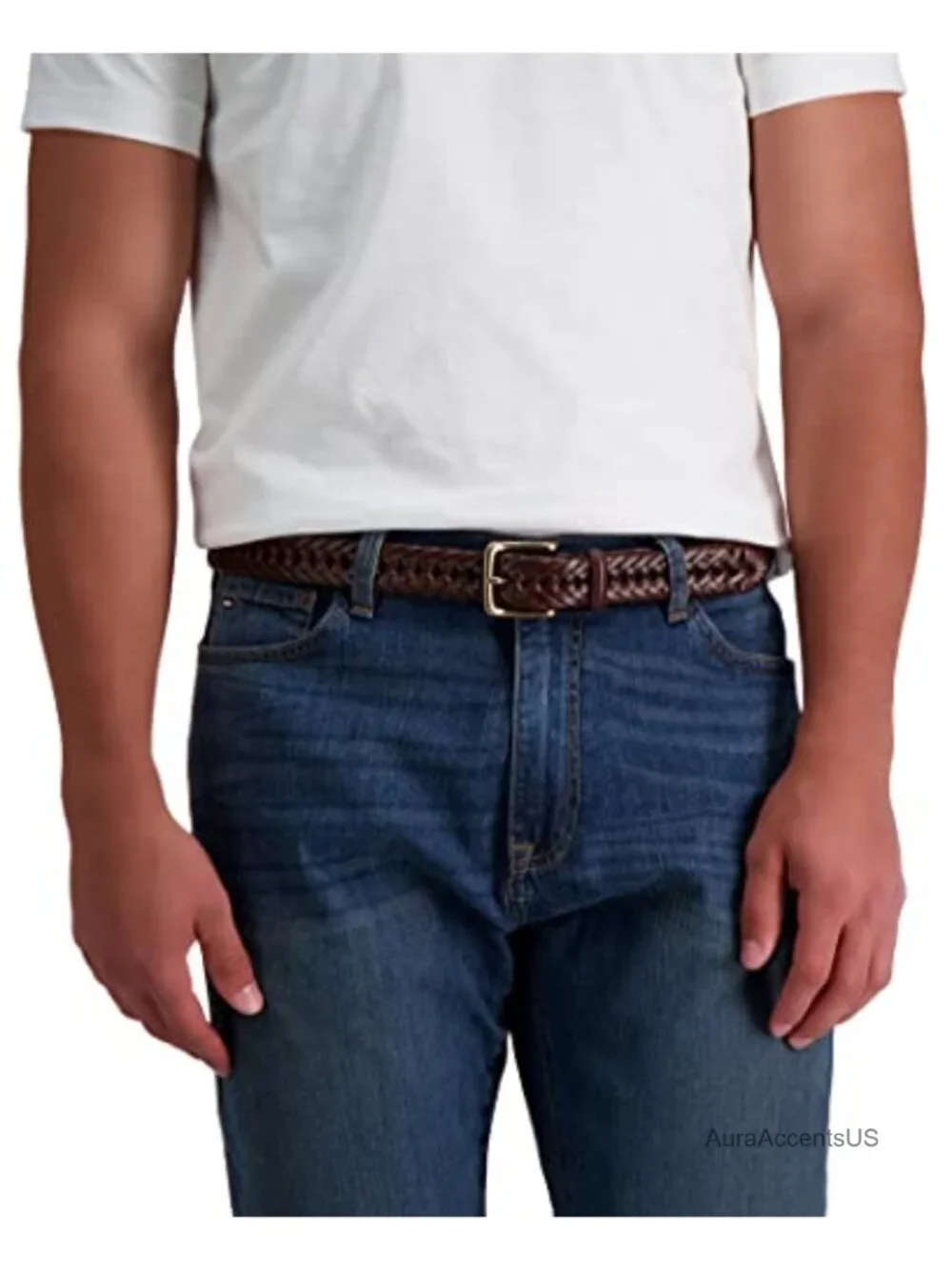 Tommy Hilfiger Men's Leather Braided Belt Fully Adjustable for Jeans Khakis